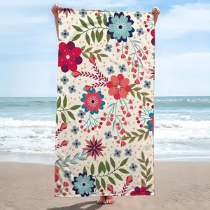 A Microfiber Beach Towel with a Floral Design, Highly Absorbent And Perfect for Travel, Swimming, Diving, Surfing, Yoga, And Camping, Usable in Any Season
