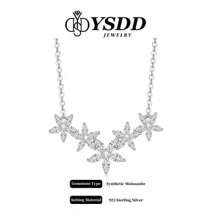 【5.23 Starflower Smile】Full Moissanite 5-flower Marquise Moissanite Necklace vvs Synthetic Moissanite in 925 Sterling Silver