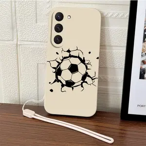 Creative Soccer Pattern Phone Case with Lanyard, Decorative Phone Protector Cover, Phone Accessories Compatible with Samsung A55 A15 A25 A35 A05S A04E A14 A24 A34 A54 A03S A13 A23 A33 A53 A12 A32 A52S A21S A51, Casing