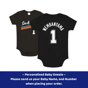 (100% Cotton) Personalized Baby Basketball Style Onesie - Custom Name and Number - Infant Bodysuit Cute Sports Fan Baby Gift