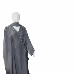 Dubai Abaya with Floral Embroidery and Gold Accents - Fashionable Women's Wear for Special Events & Casual Outings