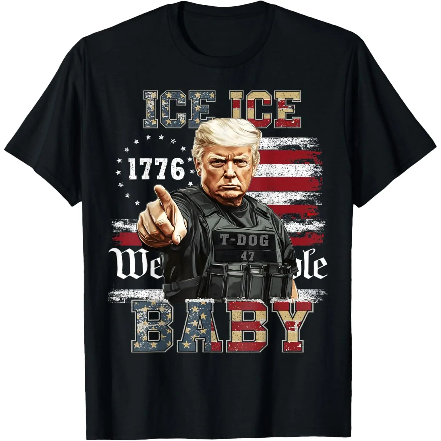 Funny Trump Graphic T-Shirt for Women, Vintage Distressed 100% Cotton Casual Round Neck Short Sleeve Top, Everyday