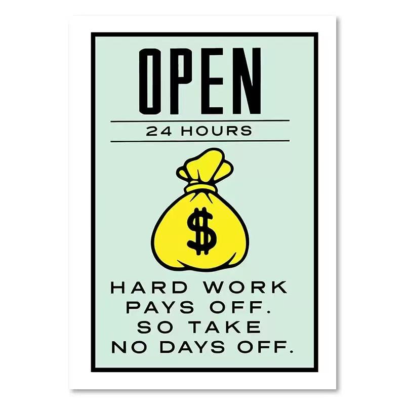 Monopoly Inspirational Poster Decorative Painting Classic Cartoon Graffiti Canvas Art Time Is Money Wall Art & Hanging Picture Suitable for Artistic Wall Decoration in Home Living Room and Office