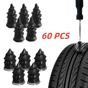 60Pcs Tire Repair Screws Plugs, Self-service Tyre Repair Vacuum Rubber Nails Kit for Car/Motorcycle/Truck/Tractor Puncture Fast Tyre Repair Supplies