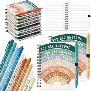 40 Pcs Mental Health Awareness Gifts Bulk 20 Self Care Notebook Journals 20 Positive Affirmation Pens for Women Office Staff Nurse Teacher Appreciation Student End of Year Gifts (Rainbow)