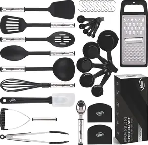 Kitchen Utensils Set 35 PCS Cooking Utensils Set, Nonstick and Heat Resistant Nylon Stainless Steel Silicone Spatula Set - Kitchen Gadgets Home Essentials Kitchen Accessories, Apartment Must Haves Kaluns