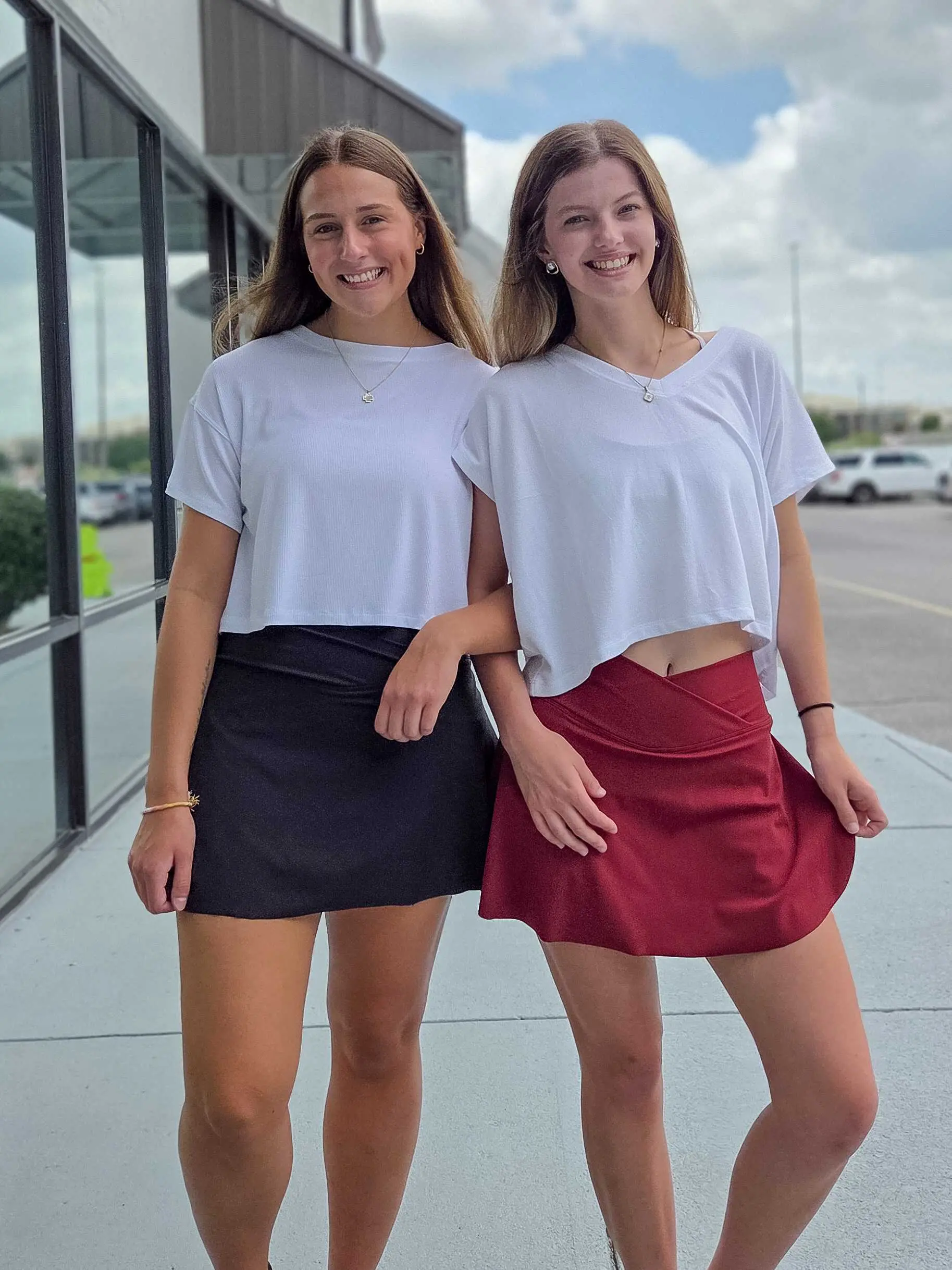 Women's High Waisted Crossover Athletic Tennis Skort with Built-In Shorts