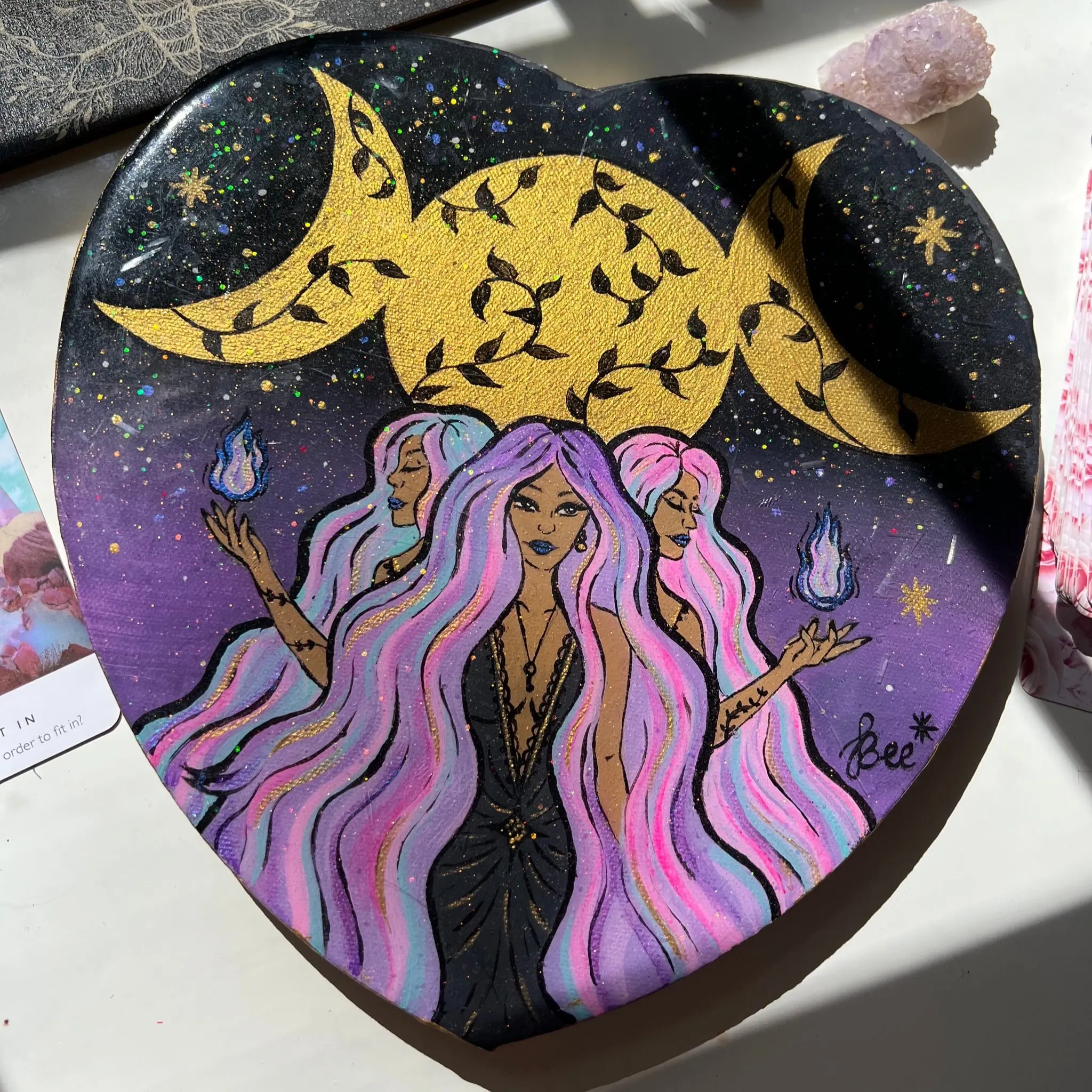 Honey Moon Design Co, Heart of Hecate Painting, Acrylic Painting, Witchy Decor