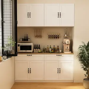 FUFU&GAGA Wall-Mounted Kitchen Pantry with Countertop - Storage Cabinet with Doors & Drawers, Wall Cabinet for Kitchen Organization