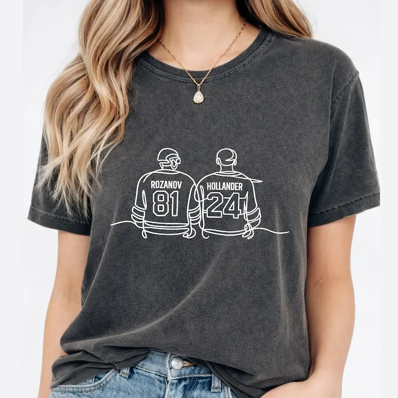 Hollander Rozanov Minimal Hockey Shirt, Ilya Rozanov Rivalry Tee, Queer Hockey Fan Apparel, Clean Graphic Unisex T-Shirt Gift