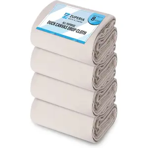 Canvas Drop Cloth for Painting (Size 6'x9' Feet Pack of 4) Painters Drop Cloth for Painting, Furniture & Floor Protection All Purpose Thick Canvas tarp with Double Stitched Edges