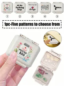 VMini 6-compartment portable pill box, six-compartment small pill box, pink small pill box with 'medicine' on it, suitable for storing pills for 6 days a week, travel-friendly beginner pill organizer, 6-compartment portable pill box