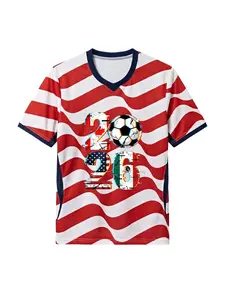 2026 World Cup USA Jersey: Crafted from ultra-breathable mesh fabric, it is the perfect choice for watching matches outdoors. Featuring a bold and striking 2026 patriotic-themed design, it is created specifically for true football fans! Man Casual