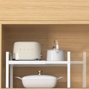 Multi-Functional Kitchen Cabinet Extensible Storage Rack, Home Countertop Organizer, Spice Bottle Condiment Holder, Layered Design for Easy Sorting