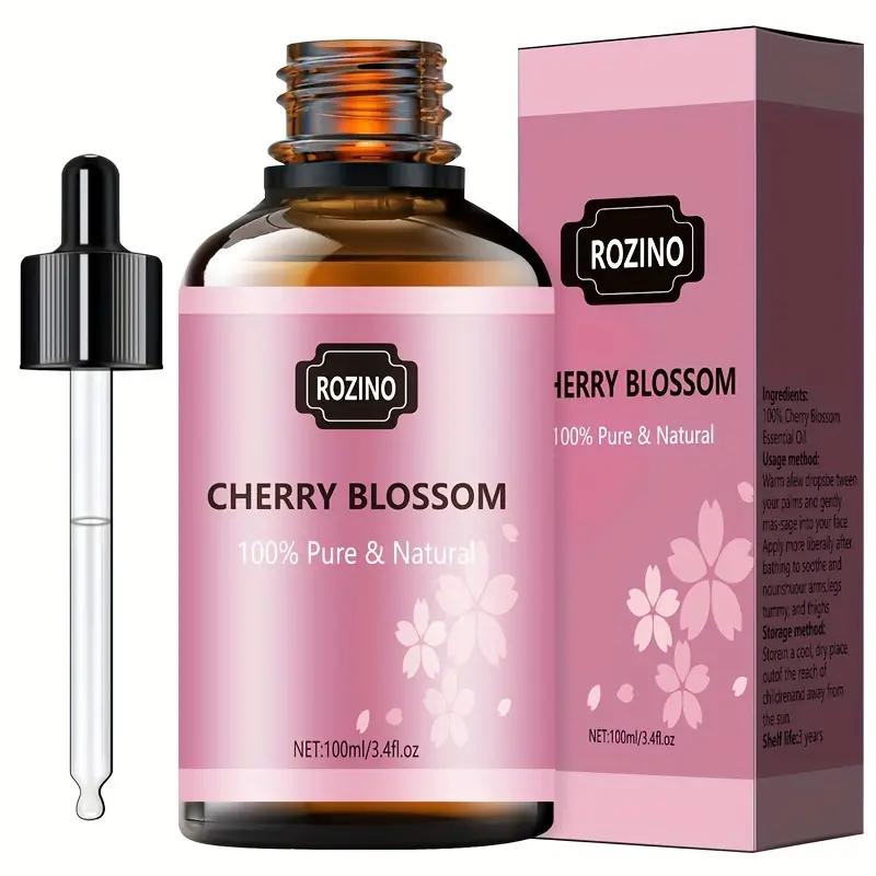 Rozino 100% Pure Natural Cherry Blossom Oil 100ml Safe Sustainable Choice for Body Care Ethical Environmental Standard