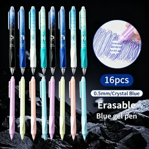 16 Minimalist Erasable Gel Pens, Various Styles including Starry Sky Dopamine Fresh, Erasable Blue Ink, Smooth Writing, No Smudging, Continuous Ink Flow, Quick Drying, DIY Writing Recording Large Capacity Erasable Blue Gel Pens