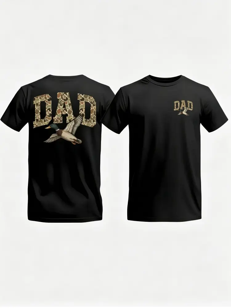 Women's Unisex Camo Duck Dad T-Shirt - Old School Camouflage Hunting Top, Southern Outdoor Style For Believers, Vintage Comfort Colors Graphic Tee, Father's Day Gift For Dad Or Husband, Father's Day Gifts,summerwins,summeroutfits,vacationoutfits,beachoutf