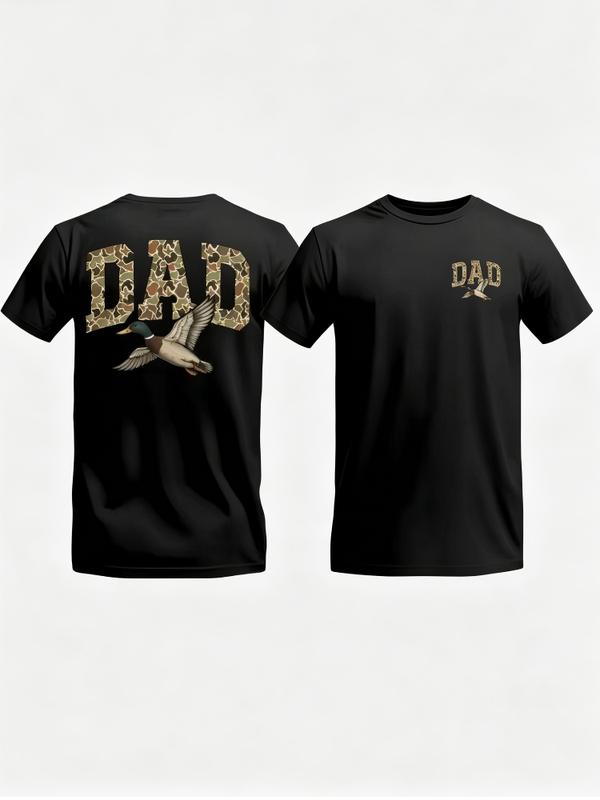 Women's Soft Cotton Short-Sleeve Fitted Camo Duck Dad T-Shirt - Old School Camouflage Hunting Top, Southern Outdoor Casual Breathable Graphic Tee, Father's Day Dad Gift, All Seasons, Cold Wash