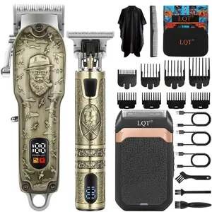 LQT Professional Cordless Hair Clipper for Barbers, Rechargeable Electric Hair Trimmer Kit with LED Display, Perfect for Fades, Lineups, Beard, Home Salon Use