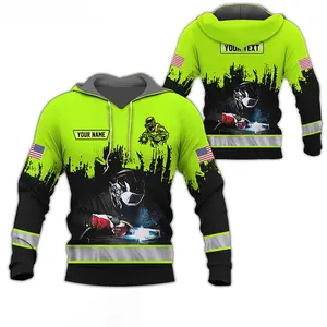 Personalized Welding Hoodie, Custom Name Neon Green Welder Work Hoodie, Unique Gift for Metalworkers, Welders, and Fabricators