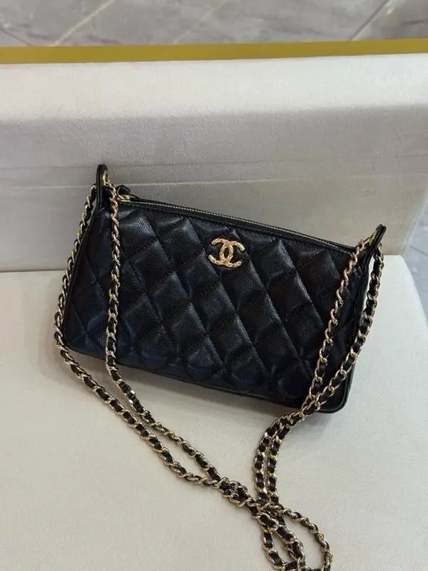 Pre-owned CHANEL 26C Latest Cococrush Quilted Double C Mahjong Bag, Black with Gold Hardware, Microchip Version 17861609