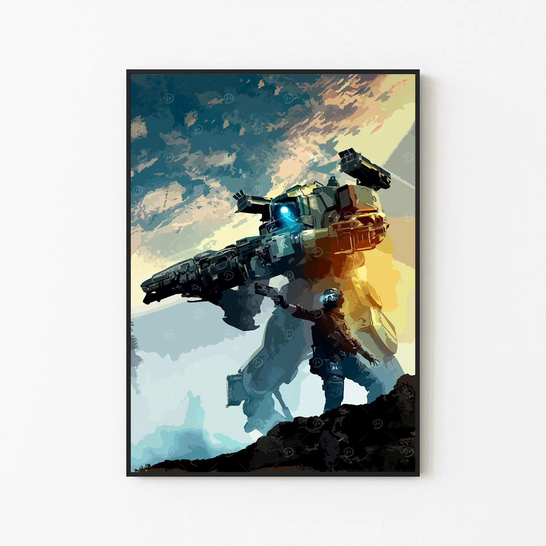 [Unframe] Titanfall 2 Poster, Mech Shooter Game Wall Art, Futuristic Combat Decor, Sci Fi Gaming Artwork Print, Modern Gamer Room Decor