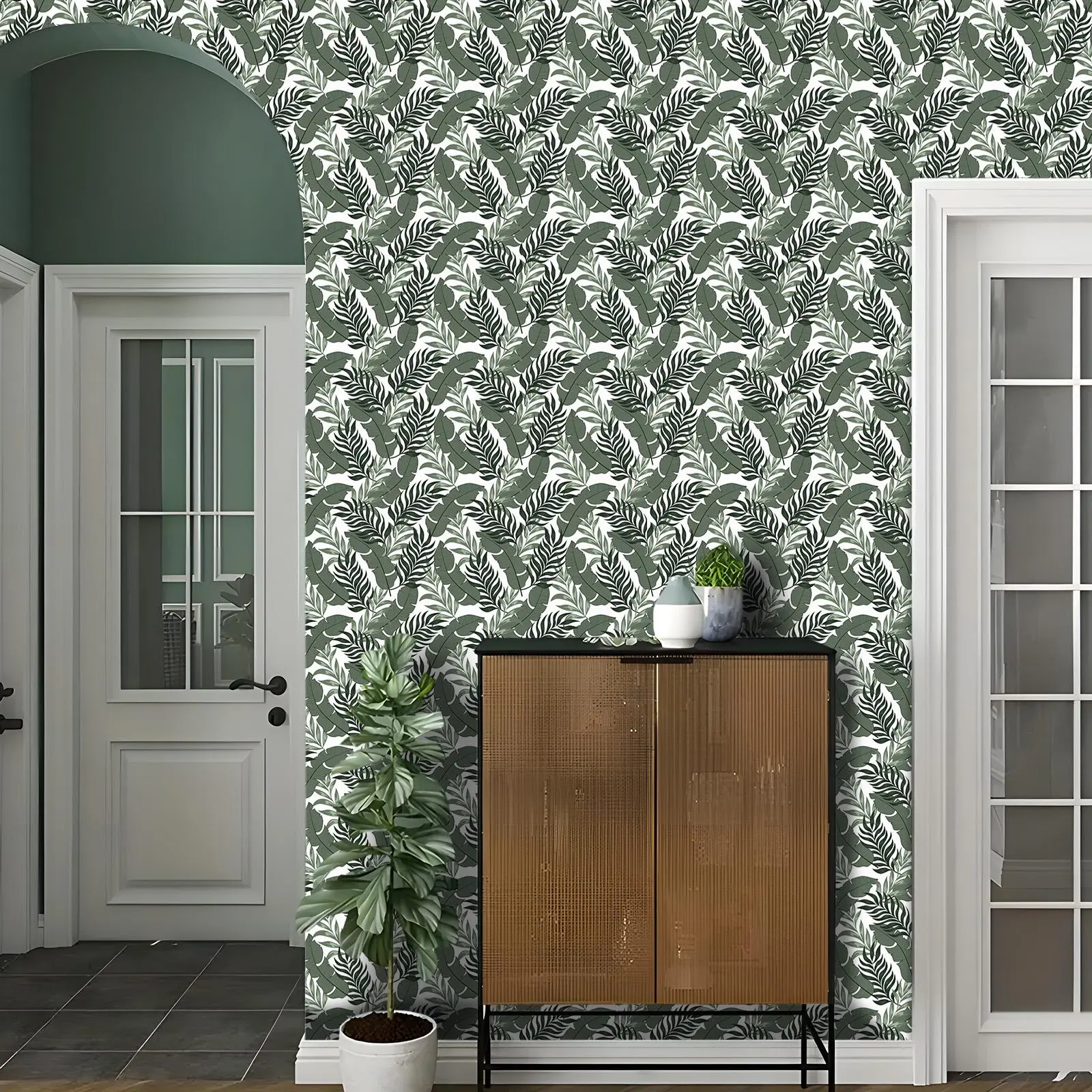 Banana Leaf Pattern Wall Sticker, 1 Count Tropical Plant Matte Self Adhesive Wall Sticker, Removable Waterproof Moisture-proof Wall Decal for Home Decor