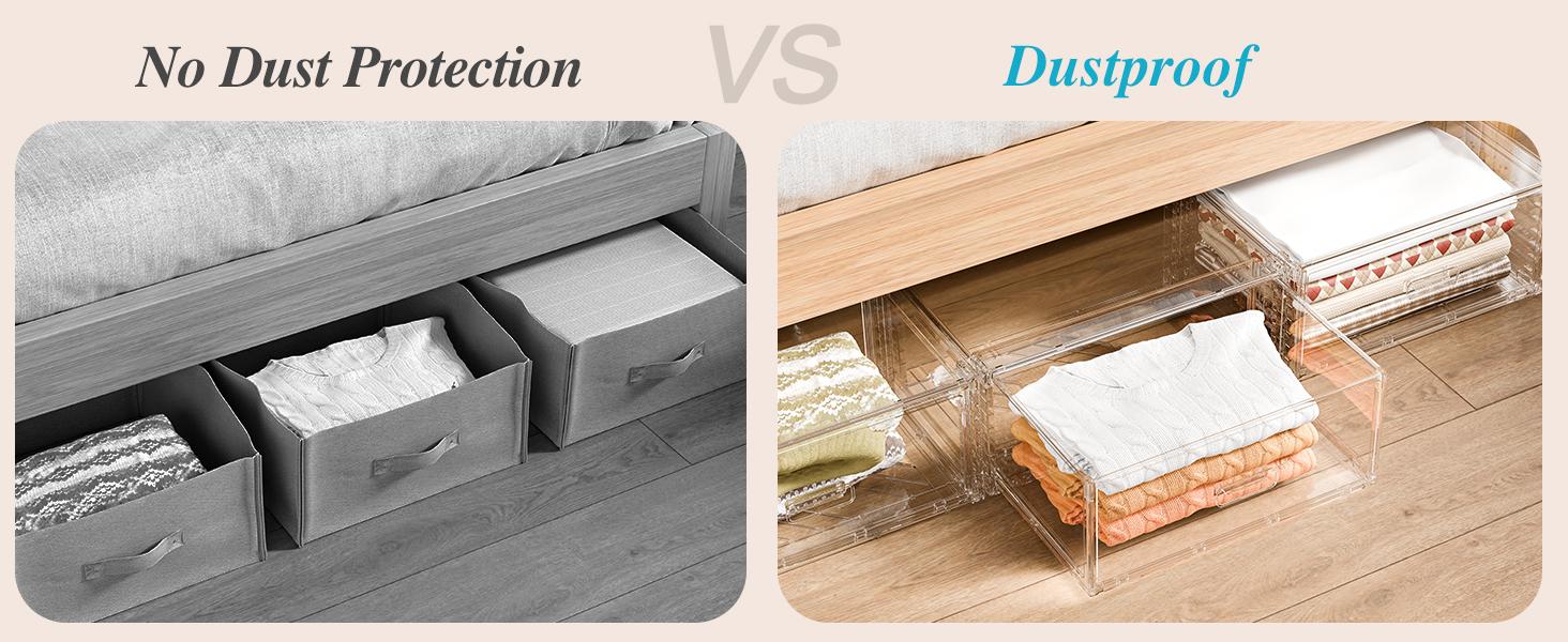 [Video Only] Vtopmart 2/5 Pack Large Clear Rectangle Stackable Drawers 18-23QT, Easily Assembled Plastic Organizer Storage, Dustproof Clothes Storage Organizer for Closet, Underbed Use,DormRoomHacks