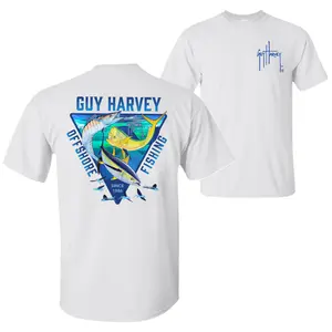Guy Harvey Trifecta Offshore Fishing T-Shirt, Marlin Sailfish and Mahi Mahi Graphic Tee, Soft Cotton Blend Shirt, Fishing Apparel for Men & Women