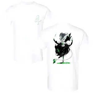 Men's Oversized Bleach Graphic T-Shirt, Vintage Ulquiorra Cifer Double-Printed Round Neck in Heavyweight Cotton for Anime Streetwear, Tshirt