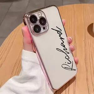 Personalized custom phone case, customizable with name,  iPhone17/16/15/14, luxurious candy color, stylus pen style, with lens protection, transparent electroplated soft TPU material, can be used as a personalized simple gift