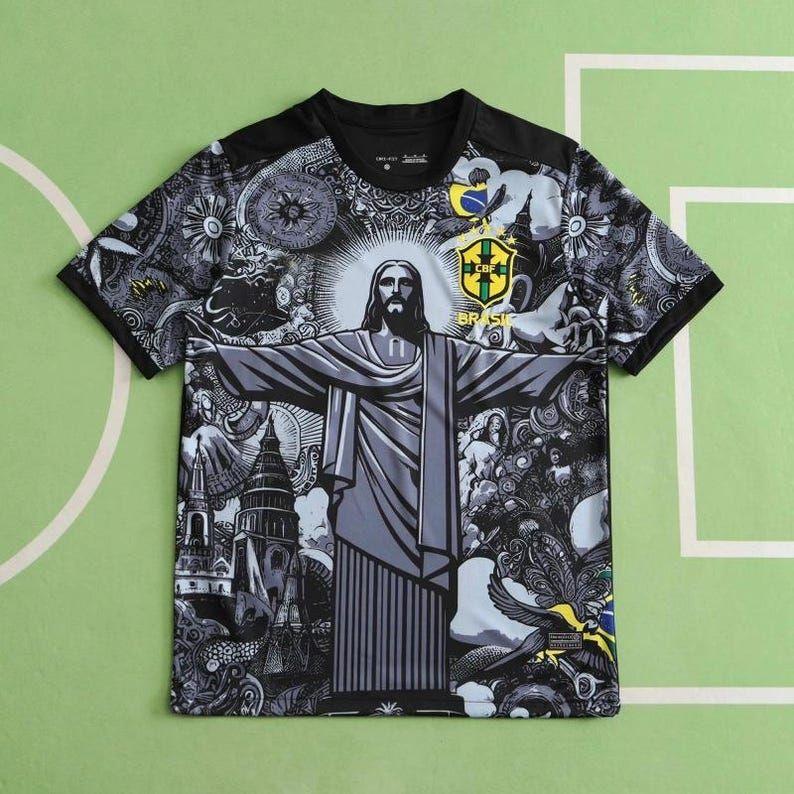 Brazil Jesus Football Jersey | Custom Name & Number | Personalisation Available jersey soccer