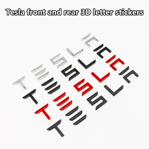 Tesla Letter Emblem, 3D Abs Material, Car Trunk Badge, Rear Letter Tag, Fits Model 3, Model S, Model X, Upgrade Accessory