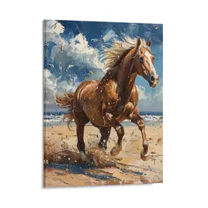 Brown Wild Horse Posters Wall Art Prints Western Animals Wilderness Running Canvas Posters Home Wall Art Family Bedroom Office Decor Aesthetic Festival Gift