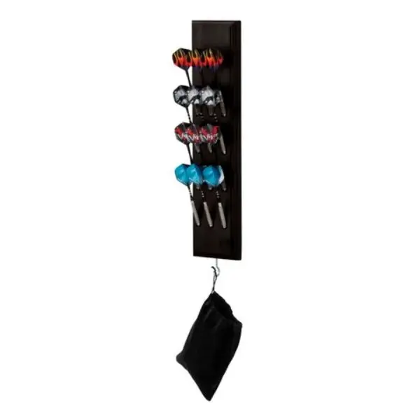 Viper Solid Wood Wall-Mounted Dart Holder - Black Caddy Display Rack for 12 Steel or Soft Tip Darts, Precision Drilled Holes, Accessory Bag Included, Mounting Hardware Included, Holds 12 Darts