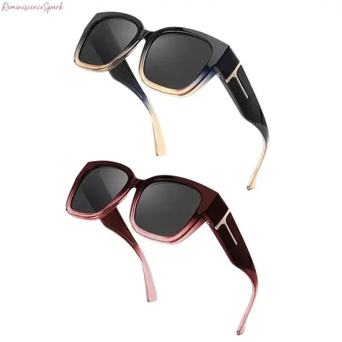 Unisex 1/2-Pack Sleek Rectangular Sunglasses, Black Frame-Grey Polarized Lens, UV400 Anti-Glare, Driver-Ready Clarity, One Size, Wear Over Prescription Glasses, Stylish Durable, for Driving, Outdoor Sports