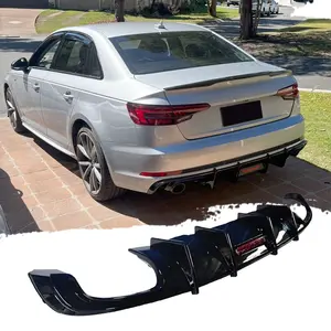 ABS Glossy Black Car Rear Bumper Diffuser Lip Spoiler for Audi A4 Sline S4 2017-2019