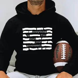 Funny Political Tee, Gift For Dad, Unisex Hoodie—Everything Is Fine, Trust Your Government, Redacted Meme Sweatshirt