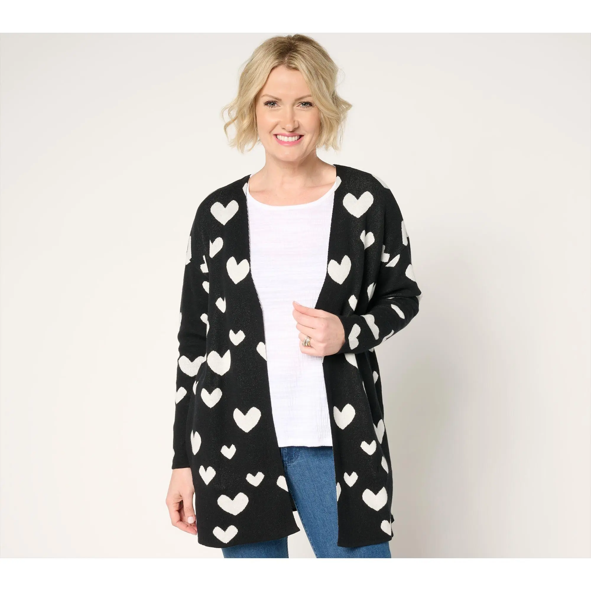 Driftwood Jeans Heart Intarsia Cardigan - Black Heart