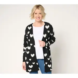 Driftwood Jeans Heart Intarsia Cardigan - Black Heart