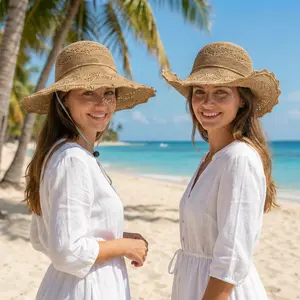 [Summer Limited Edition] Handmade Crochet Wide-Brim Sun Hat, Lightweight Vacation Style—Designed with an oversized brim that shades half the face, stays comfortably secure even on breezy days, and brings an effortless summer getaway vibe. #summerwins