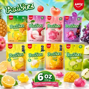 AMOS Peelerz Peelable Fruit Gummy Candy, 6 OZ – Assorted Fruit Flavors, Fun Peelable Gummies Made with Real Fruit Juice AMOS Peelerz Peelable Fruit Gummy Candy, 6 OZ – Assorted Fruit Flavors, Fun Peelable Gummies Made with Real Fruit Juice