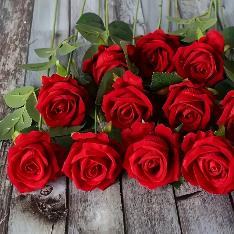 Artificial Rose Bouquet - Realistic long-stem fake flowers, Artificial Floral Arrangements, multi-colored Decorative plastic roses suitable for autumn, Halloween, Christmas, weddings, Mother's Day, home decoration, and festive table centerpieces