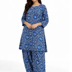 Pakistani Soft Linen Dress Shirt & Shalwar Dress Printed Design for Women Traditional Style