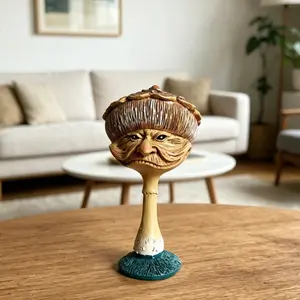 Mushroom Grandma Resin Sculpture - Human Face Garden Decoration Creative Statue - Resin Artwork - Handmade whimsical home decor