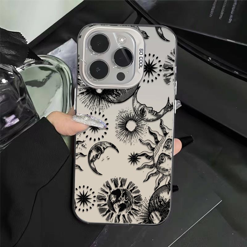 Vintage Celestial Print Phone Case  Modern Mystical Design Durable Hard Acrylic Back Case With An Anti-Yellowing Coating, Made From High-Quality Designed For Reliable Drop Protection For Your Phone For iPhone 17.16.15.14.13.12.11.X.XS.XSMAX.XR.8.7