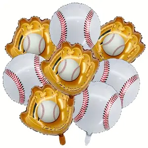 8-Piece Baseball Balloon Set, Perfect for Sports Themed Parties, Birthday Celebrations, and Events, Aluminum Foil Balloons with Gloves