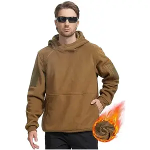 Men's Tactical Winter Fleece Pullover Hoodie Warm Long Fleece Lined Hooded Sweatshirt