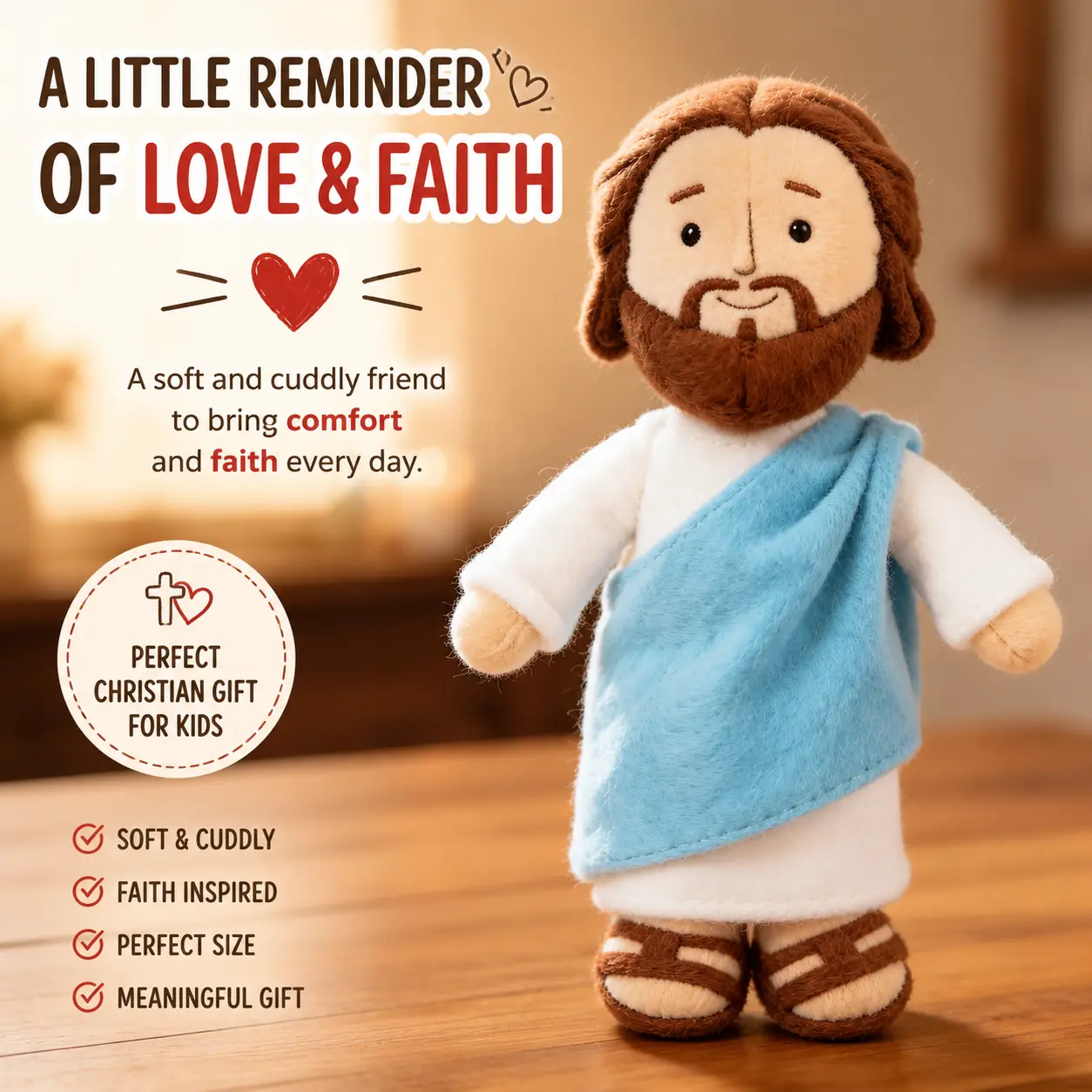 13" Cute Jesus Plush Doll - Faith-Inspired Christian Party Gift for Kids,White Elephant Gift  Soft Religious Companion Comfort Toy by summerwins Baby Gift