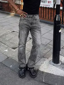 Men's Street Style Casual Denim Jeans, All Seasons Fit, Pure Color Straight Leg Jeans, Fashionable Loose-Fitting Long Trousers